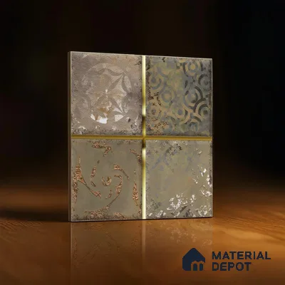 Metallic Wall Tile TL 07236 Rustic Gold 1 ft x 1 ft Ceramic Glossy Finish - 9 mm  | 2 mm Spacer is Mandatory | Suitable For Bathroom, Kitchen, Dining Area | Please Expect a Slight Variation of Pattern (Sample)